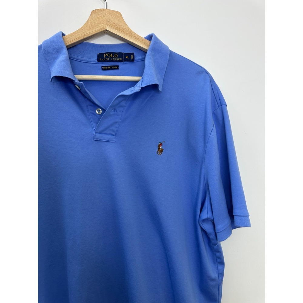 Polo Ralph Lauren Pima Soft Touch Cotton Shirt Mens XL Blue Rugby Pony Stretch - Picture 4 of 10